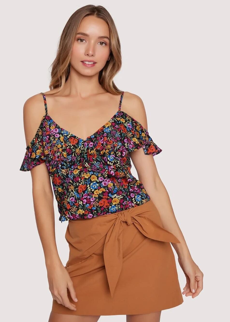 Lost + Wander Medium Flora Garden Off-Shoulder Crop Top